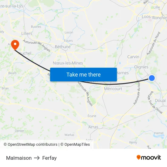 Malmaison to Ferfay map