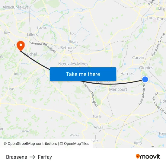 Brassens to Ferfay map