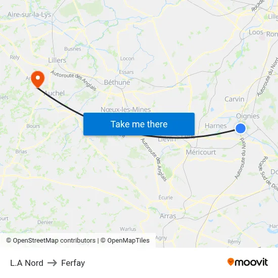 L.A Nord to Ferfay map