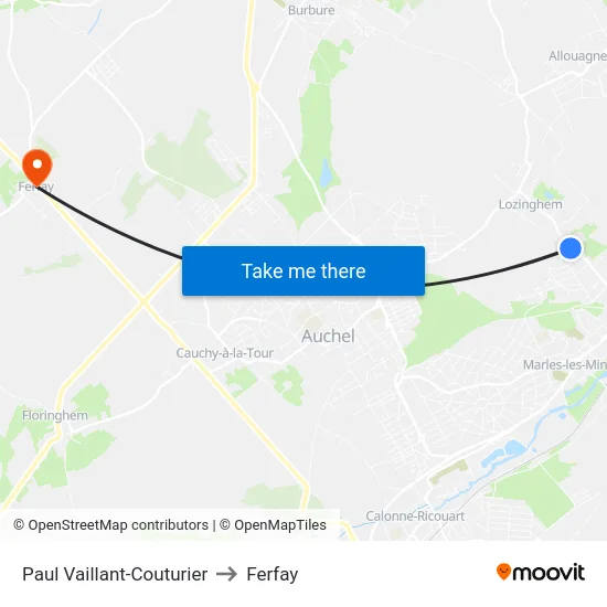 Paul Vaillant-Couturier to Ferfay map