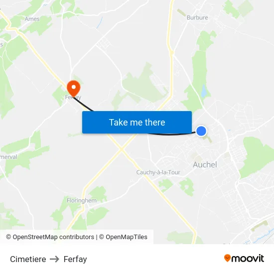 Cimetiere to Ferfay map