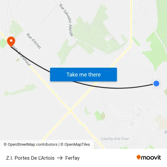 Z.I. Portes De L'Artois to Ferfay map