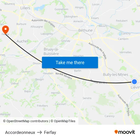 Accordeonneux to Ferfay map