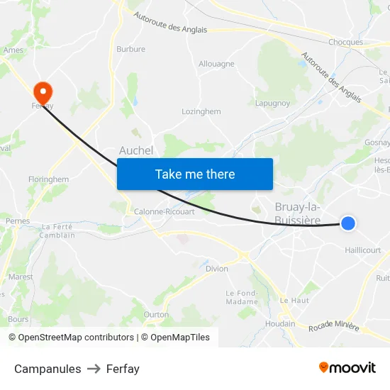 Campanules to Ferfay map
