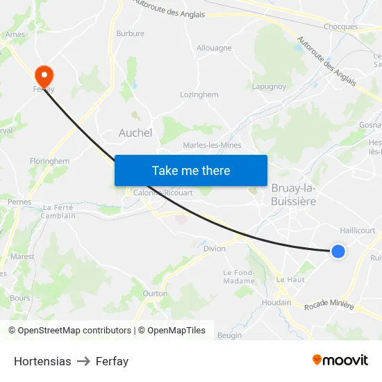 Hortensias to Ferfay map