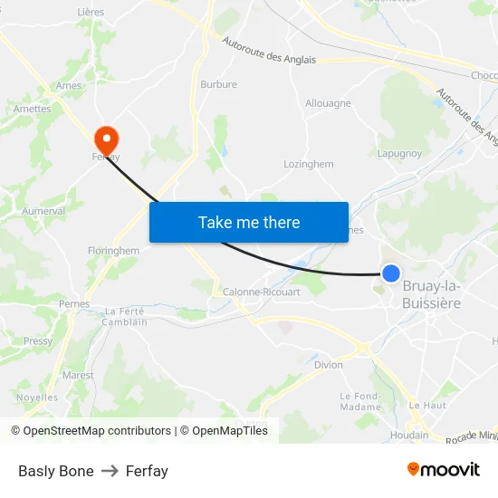 Basly Bone to Ferfay map