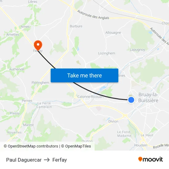 Paul Daguercar to Ferfay map