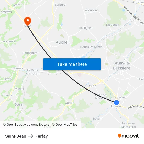 Saint-Jean to Ferfay map