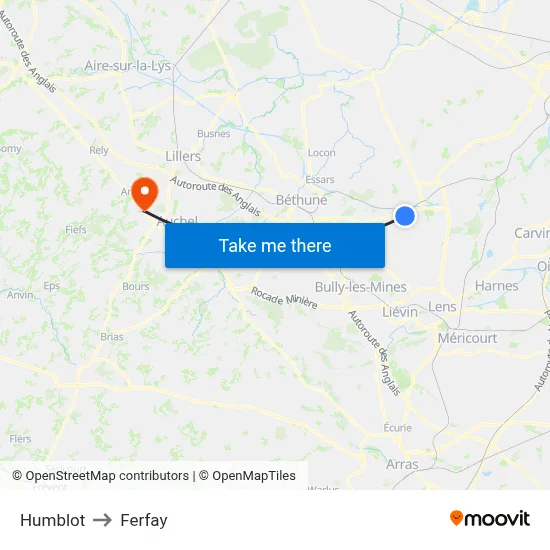 Humblot to Ferfay map