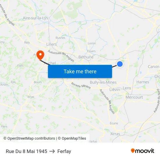Rue Du 8 Mai 1945 to Ferfay map