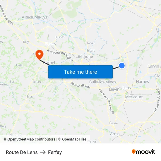 Route De Lens to Ferfay map