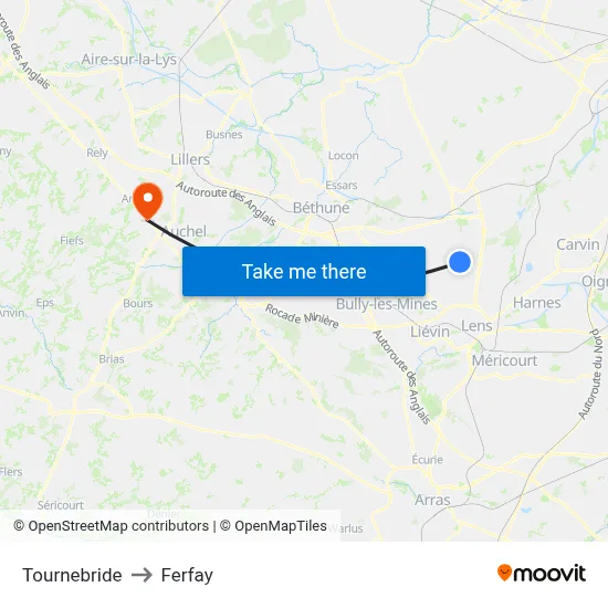 Tournebride to Ferfay map