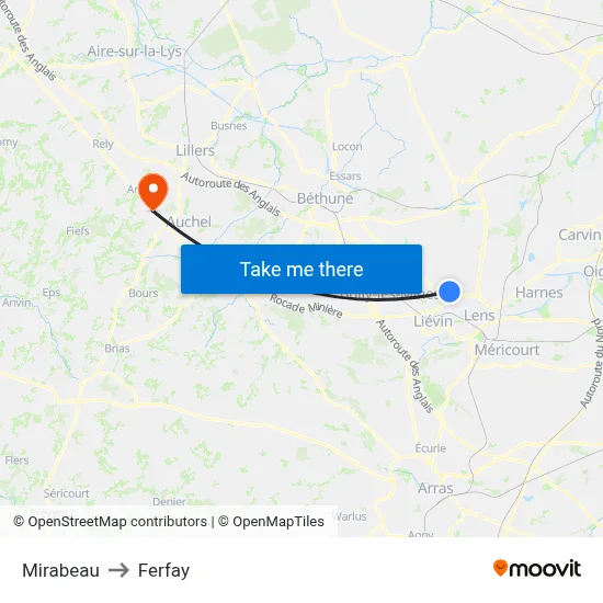 Mirabeau to Ferfay map