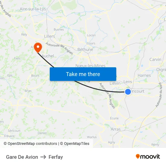 Gare De Avion to Ferfay map
