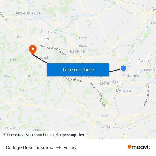 College Desrousseaux to Ferfay map