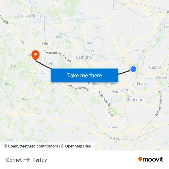Cornet to Ferfay map