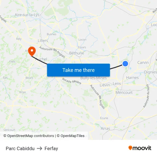 Parc Cabiddu to Ferfay map