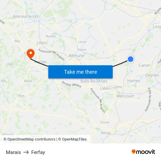 Marais to Ferfay map