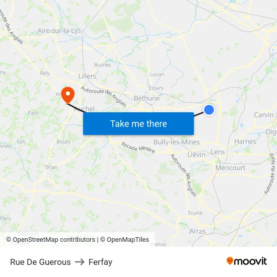Rue De Guerous to Ferfay map