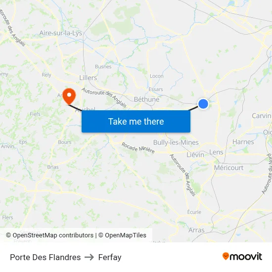 Porte Des Flandres to Ferfay map