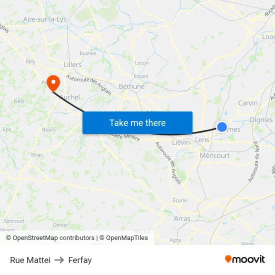 Rue Mattei to Ferfay map