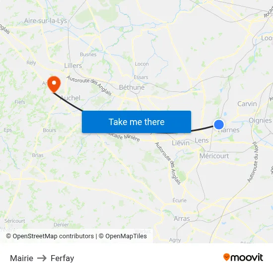 Mairie to Ferfay map