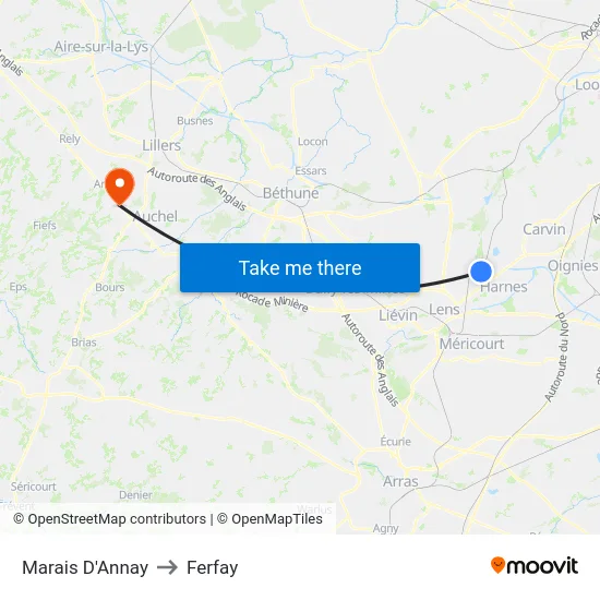 Marais D'Annay to Ferfay map