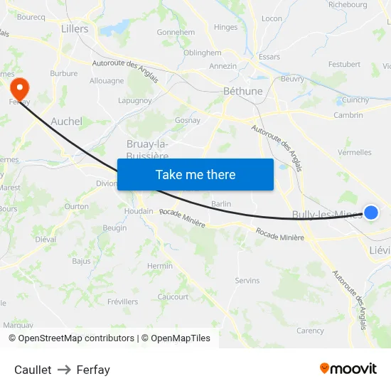 Caullet to Ferfay map