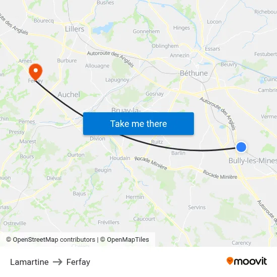 Lamartine to Ferfay map