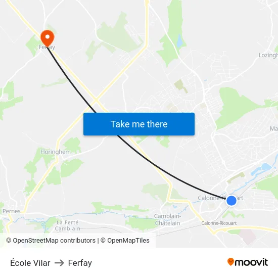 École Vilar to Ferfay map