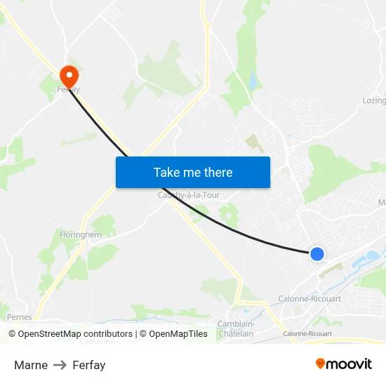 Marne to Ferfay map