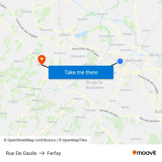 Rue De Gaulle to Ferfay map