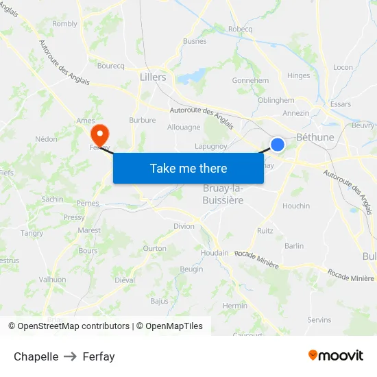 Chapelle to Ferfay map