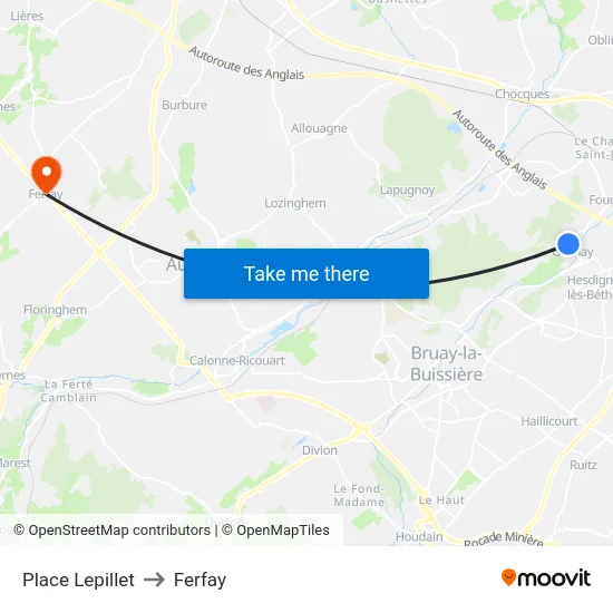 Place Lepillet to Ferfay map