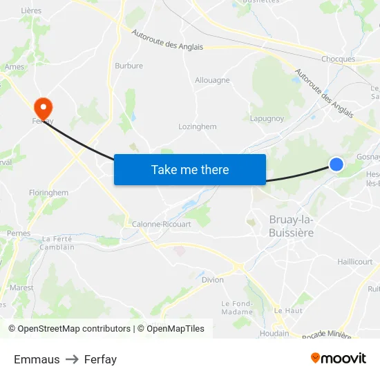 Emmaus to Ferfay map