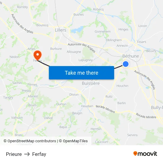 Prieure to Ferfay map