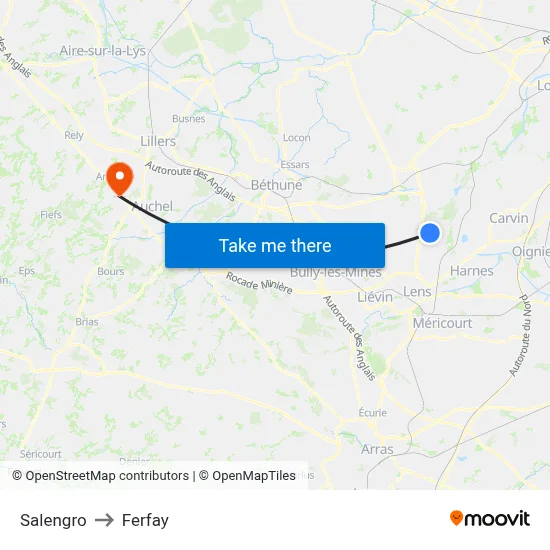 Salengro to Ferfay map