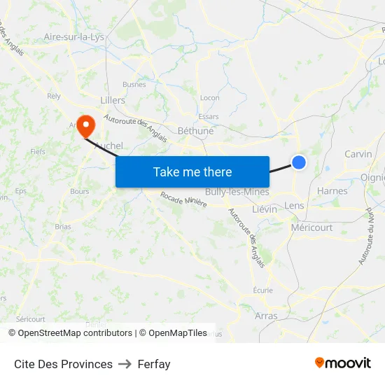 Cite Des Provinces to Ferfay map
