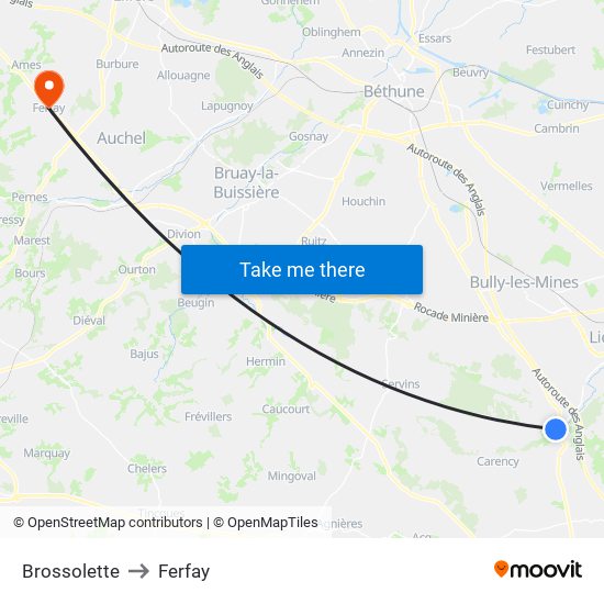 Brossolette to Ferfay map