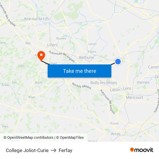 College Joliot-Curie to Ferfay map