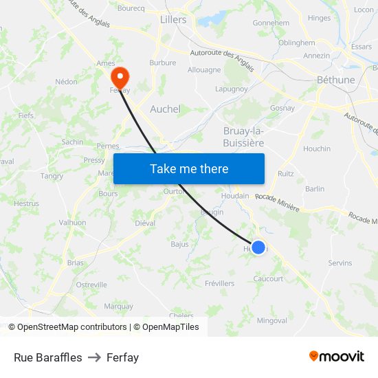 Rue Baraffles to Ferfay map