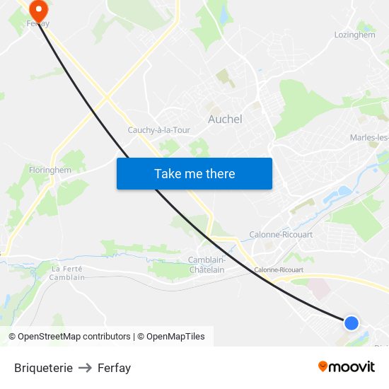 Briqueterie to Ferfay map