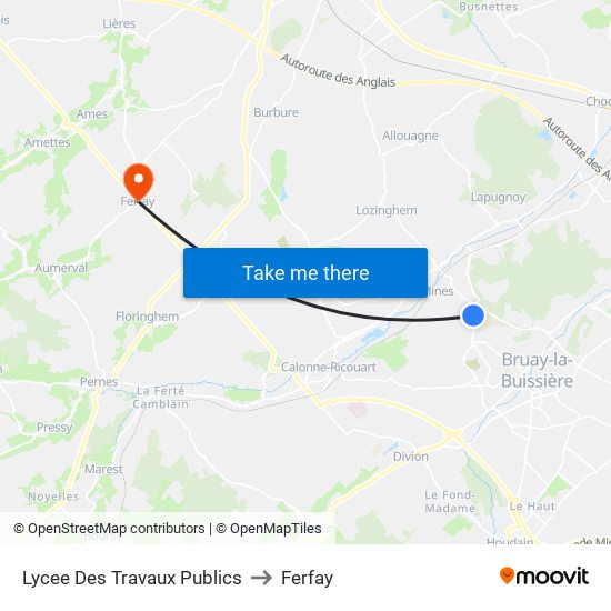 Lycee Des Travaux Publics to Ferfay map
