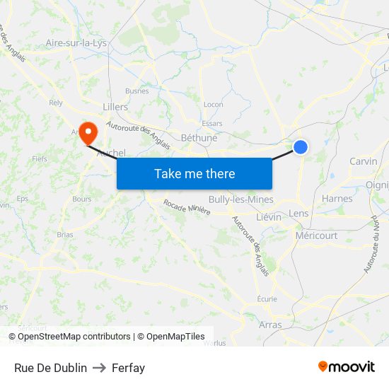 Rue De Dublin to Ferfay map