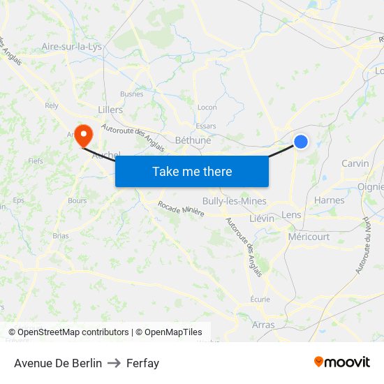 Avenue De Berlin to Ferfay map