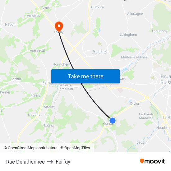 Rue Deladiennee to Ferfay map