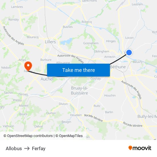 Allobus to Ferfay map