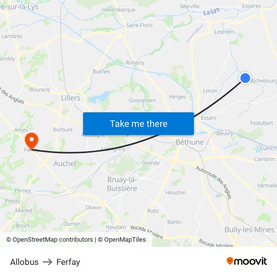 Allobus to Ferfay map