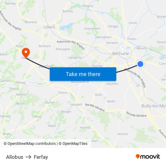 Allobus to Ferfay map