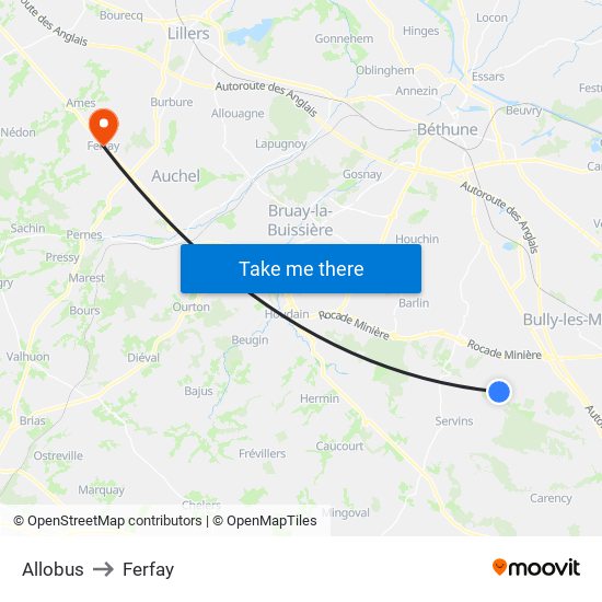 Allobus to Ferfay map